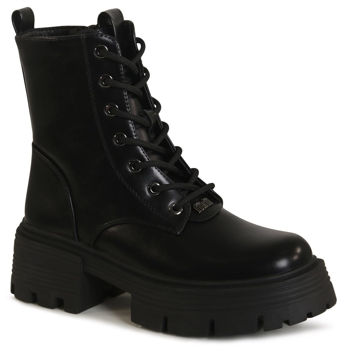 3201 Damen XXL Plateau Stiefeletten Worker Biker Boots