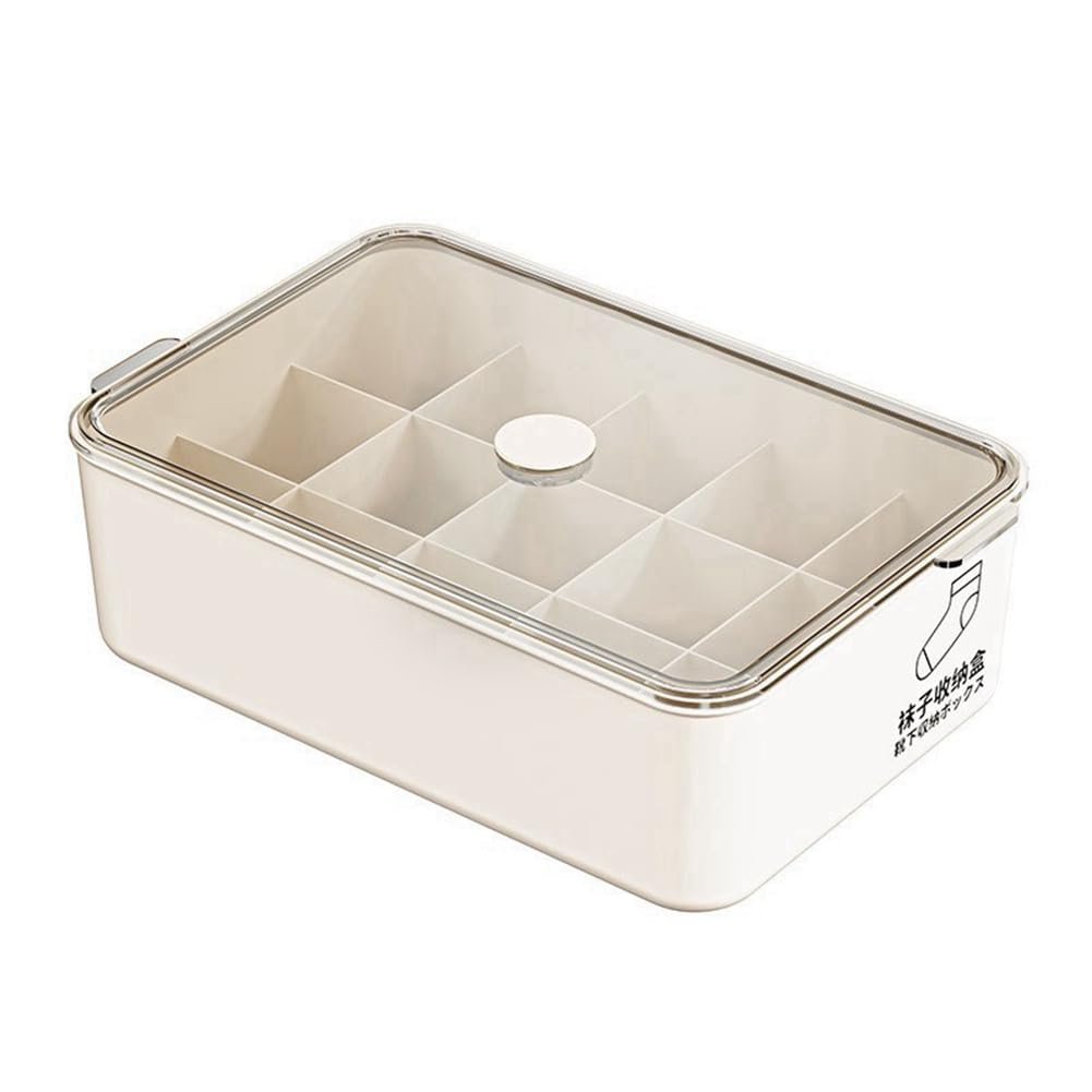 CTRLZS Large Capacity Dustproof Storage Box for Underwear and Socks Organizer Storage Box A Fifteen-Cell Box with A Lid
