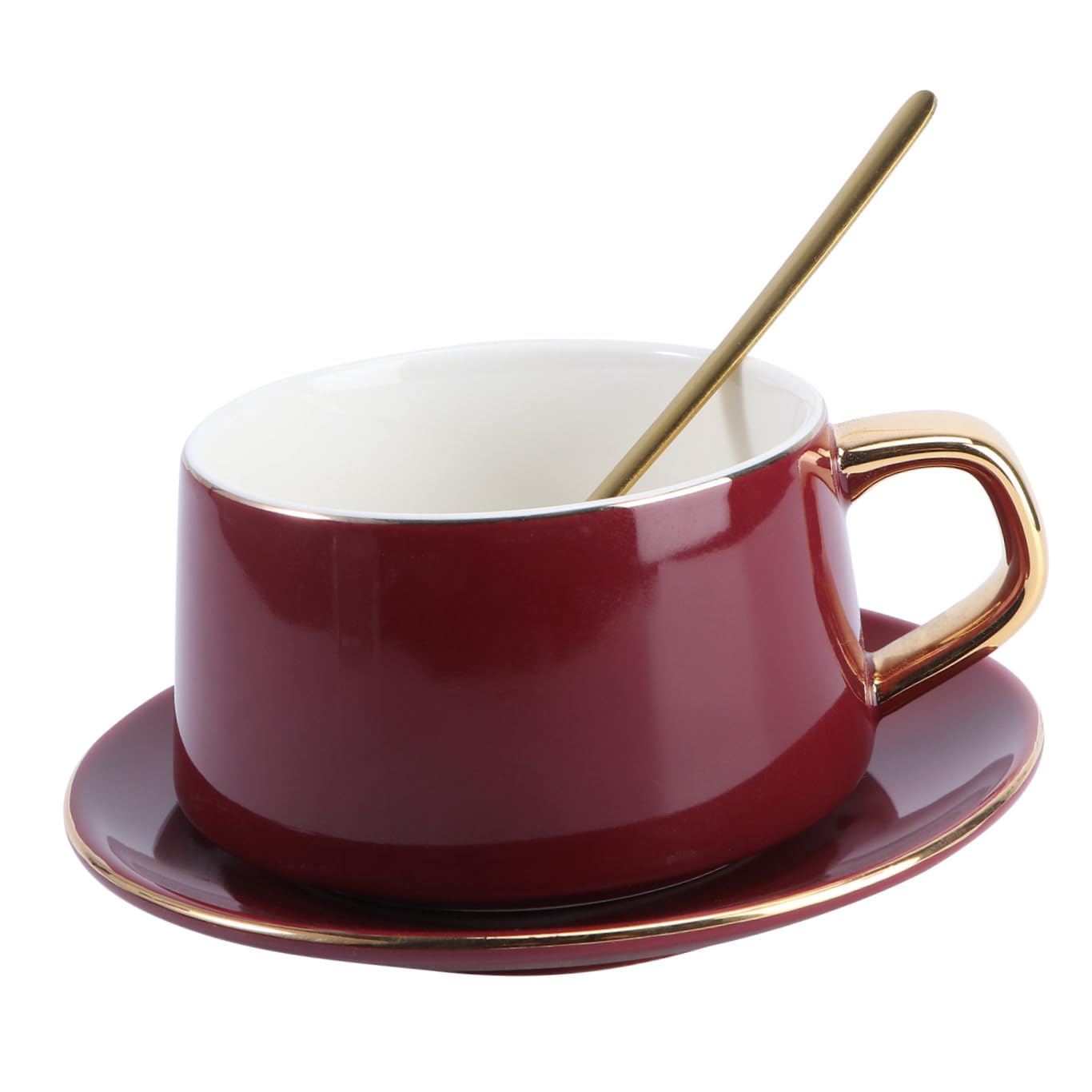Juego de taza y plato de cerámica para un té de tarde nórdico en casa u oficina