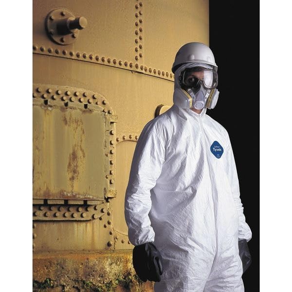 Image of DuPont Tyvek 400 TY127S Disposable Protective Coverall with Respirator-Fit Hood and Elastic Cuff, White