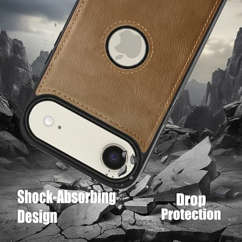 Image of Leather Case for Apple iPhone 17 Air Premium Protective Stylish Slim Cover with Shockproof Raised Edges Brown