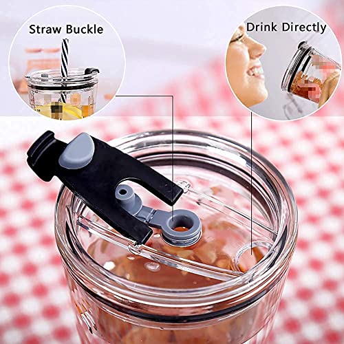 Image of ANKUL Set of 2 Printed Glass Tumblers with Lid and Straw - 350 ml Reusable Smoothie & Water Glasses - Cold Drink Cups (Random Design) (2, Patiyala)