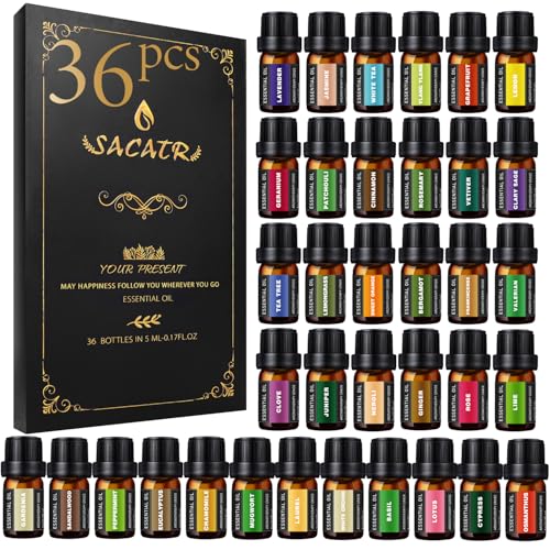 Essential Oils Set - Perfect for Massage,Diffuser, Humidifier, Massage, DIY Candle and Soap Making（36x5 ML）