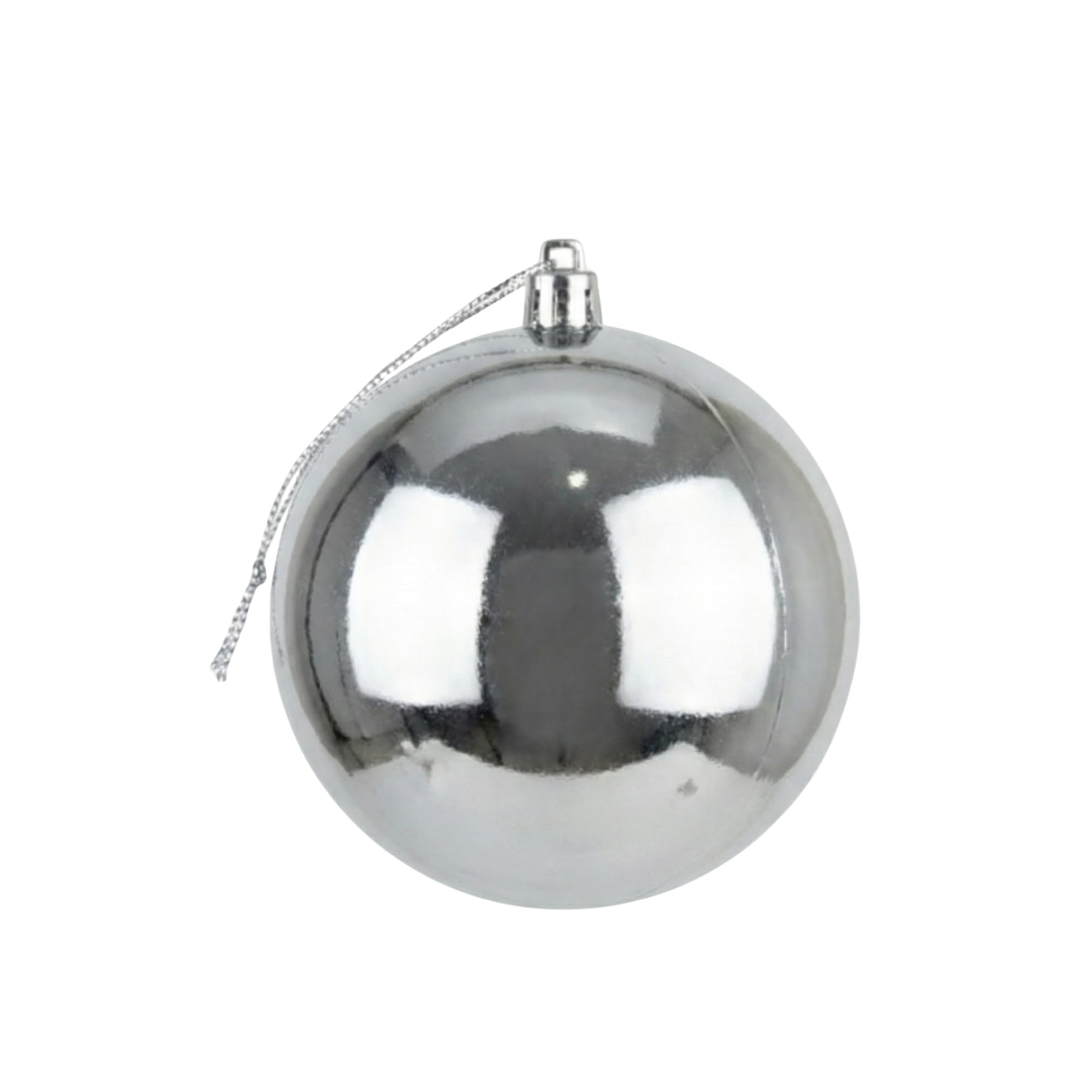 Shatchi Silver 20Cm Large Bauble Pvc Shatterproof Glossy Finish Christmas Balls Ornament - Festive Xmas Tree Hanging Decorations, Round Ornament For Holiday Home Decor