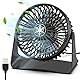 JATEKA Mini USB Tischventilator, 3 Geschwindigkeiten Starker Ventilator mit 1,2 m USB Kabel, Desktop Leise Ventilator 360°Dreheinstellung, Abnehmbar Gitter für Büro und Schlafzimmer - Schwarz