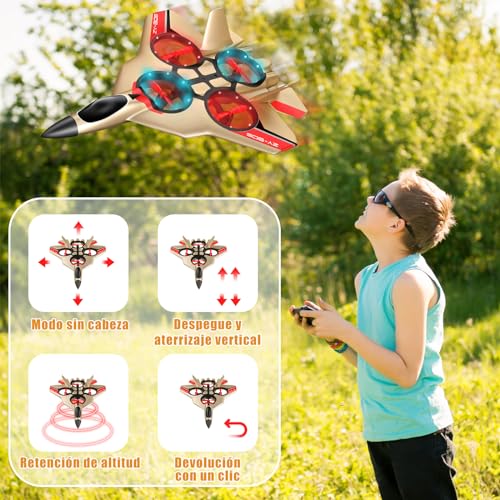 JONRRYIN Avión Teledirigido, 2.4 GHz Aviones de Radiocontrol con Baterías y Estabilizador de Giroscopio de 4 Ejes, Avión RC Juguete con Luz LED para Principiantes Niños Adultos (G) - imagen 3