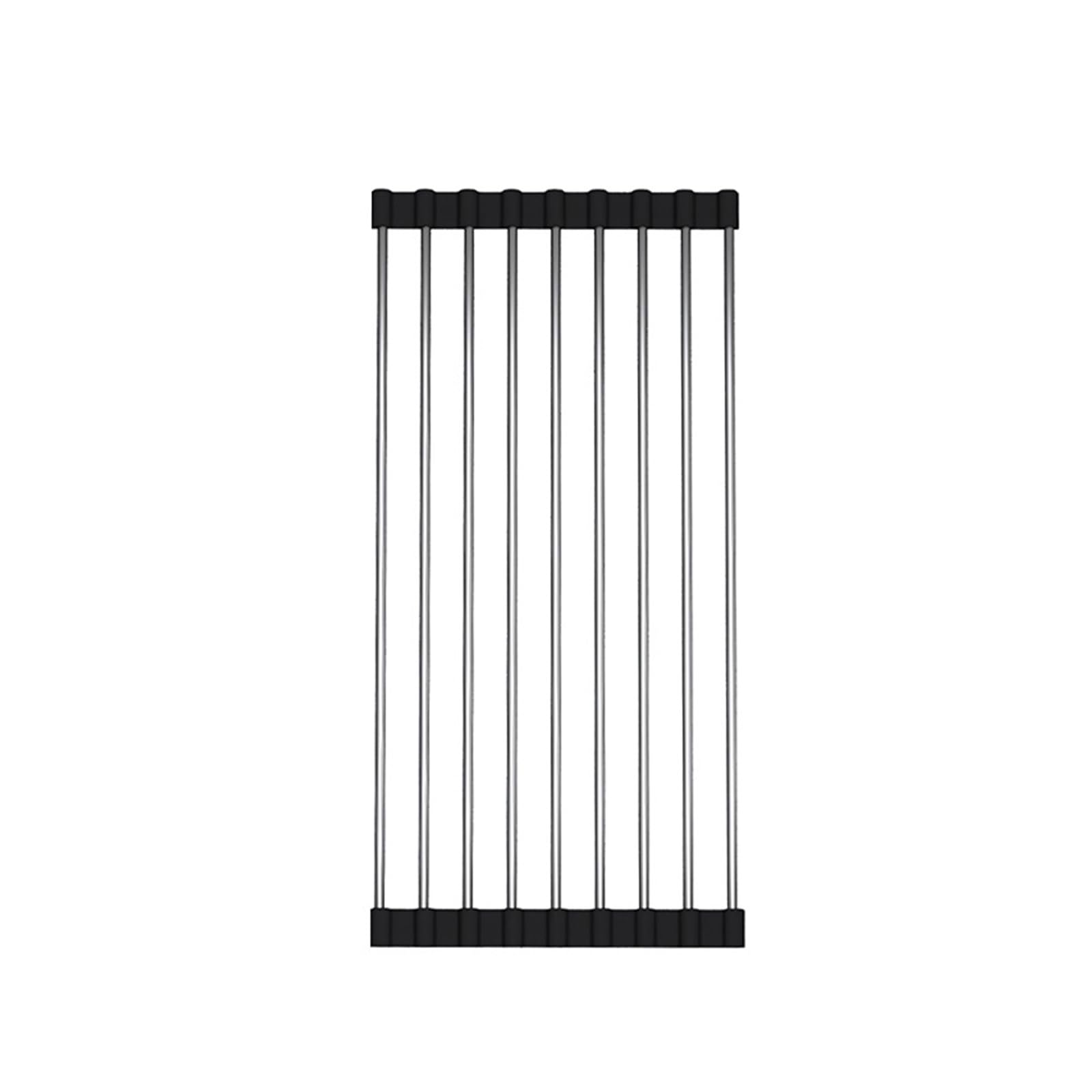 Escurridor plegable de acero inoxidable para fregadero, resistente al calor, filtro de agua para verduras y platos, ahorra espacio de almacenamiento (9 tubos negros)