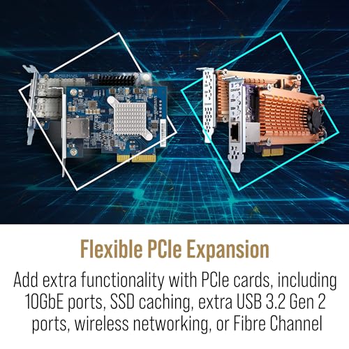 Image of QNAP TS-473A 4-Bay AMD Ryzen Quad-Core 2.5GbE NAS with QSW-1105-5T 5-Port 2.5GbE Unmanaged Switch (Black, Floor Mount, Metal, Desktop, Compatible)