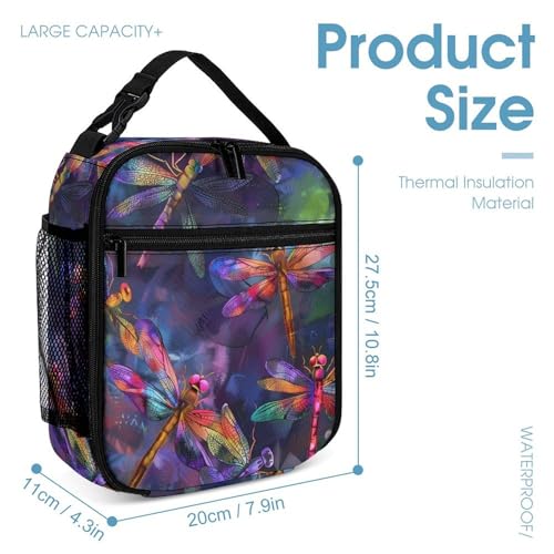 Colorful Dragonflies Funny Backpack Set with Lunch Bag And Pencil Case Lightweight Bags Sets4