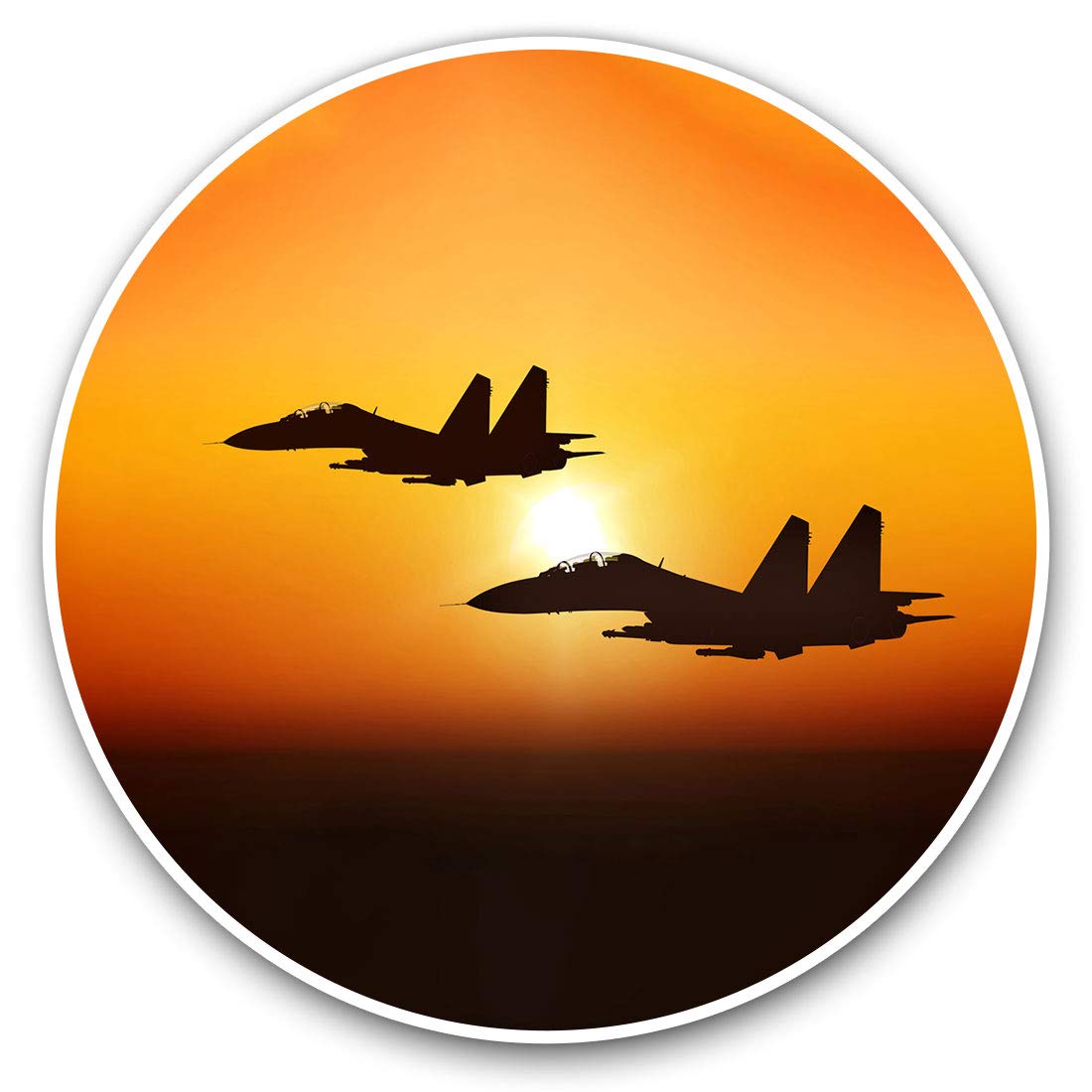 Destination Vinyl Ltd Military Fighter Jet Plane Sunset 15825 Vinyl Stickers (Set Of 2) 7.5Cm - Military Fighter Jet Plane Sunset #15825