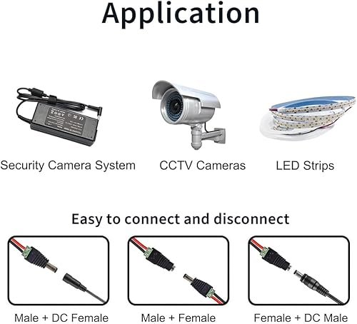 Miniatura 6 de Conector de alimentación CC de 12 V de 0217in x 0083in CENTROPOWER 10 x macho  10 x hembra adaptador de enchufe para tira LED CCTV cable de cámara