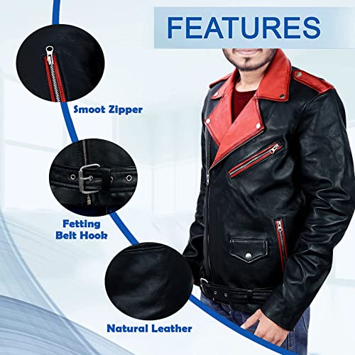 Image of Men Leather Jacket - Lambskin Winter Vintage Motorcycle Biker Jacket, Coat Soft & Stylish Moto Ride & Racing Jacket's