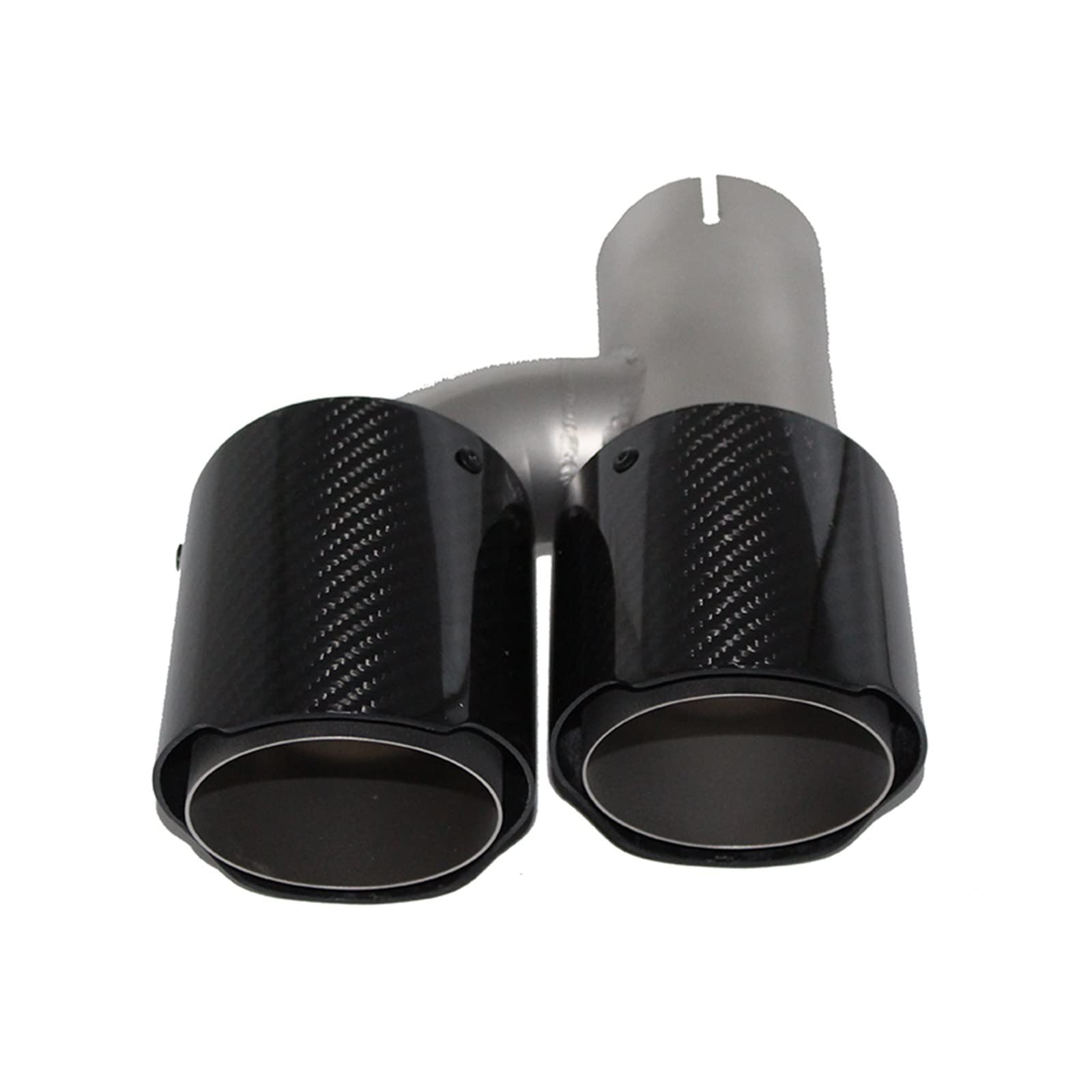 Samochodowe końcówka rury wydechowej ze stopu tytanu w kształcie litery H podwójna dysza gardło z włókna węglowego cztery-out ogon gardła(Left 63mm out 89mm)