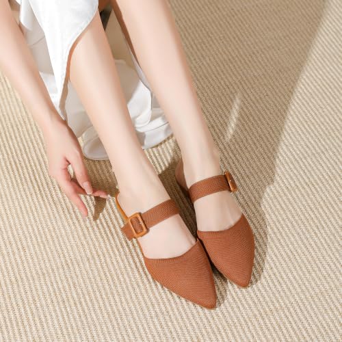 Image of Pointed Toe Mules for Women Flats,Slip On Mules Backless,Wide Width Mules,Mule Slides Flats Sandals