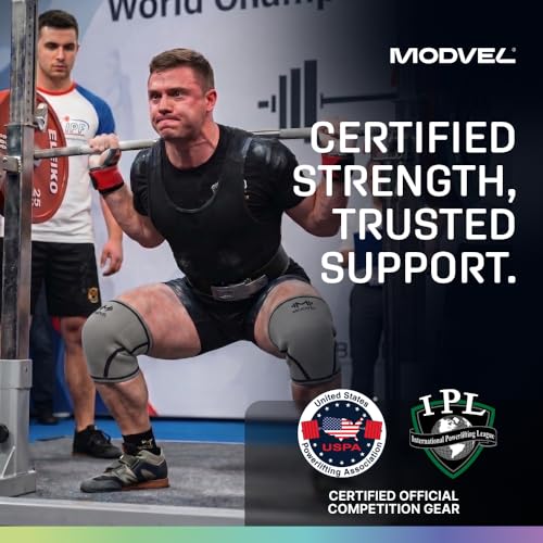 Image of Modvel Strength 7mm Knee Sleeves (Pair) for Weightlifting & Powerlifting (USPA, IPL Approved) | High-Performance Knee Compression Support For Squats, Weight Lifting - Men and Women