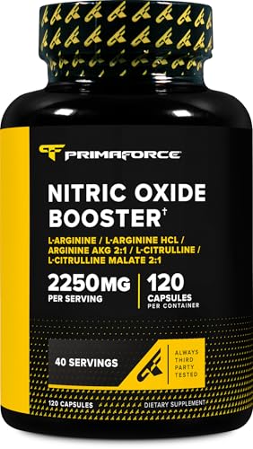 Image of Primaforce Nitric Oxide Booster (2,250mg) 120 Capsules, 40 Servings | Nitric Oxide Boosting Blend for Pre-Workout and Post-Workout