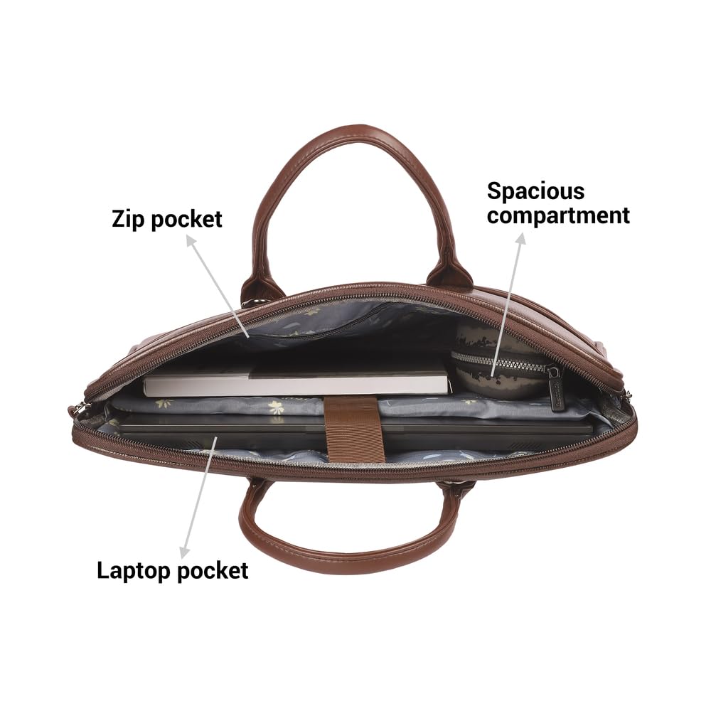 Mochi Unisex Faux Leather Laptop Bag With Premium Metal Logo And Multiple Compartments — Amazon image 5