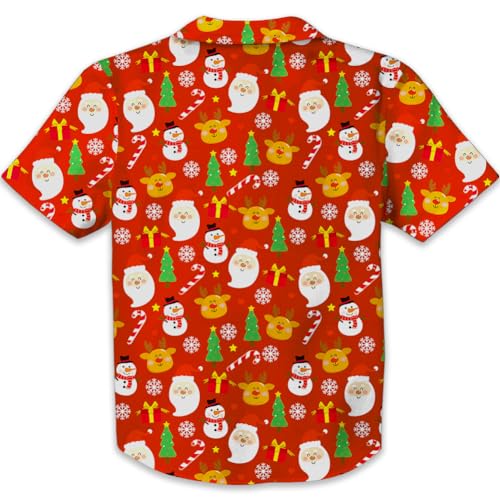 Christmas Button Down Shirts for Girl Funny Graphic Xmas Shirt Short Sleeve Santa Snowman Gift Tee Tops Red 11-12 Years2