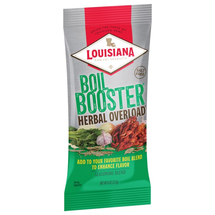 Louisiana Fish Fry Boil Booster Salt-Free Seasoning Blend, Herbal Overload, 8 Ounce (Pack of 12)