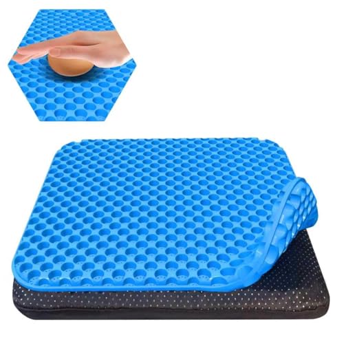 TOEVE Juroof Large Gel Seat Cushion For Long Sitting With Non-Slip Covers Soft & Breathable For Chair Gaming Car Office Desk Chair and Wheelchair Office Pads (Blue-40 x 35cm)