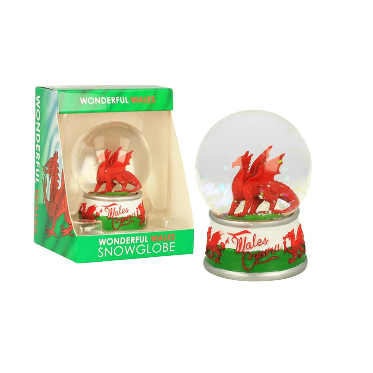 Elgate Men's Multicolour Wales Dragon Resin Snowstorm | Decorative Snow Globe Ornat Figurines |Glass Glitter Dome With Resin Base |Novelty Home Decor Display Piece | Gift Presents For Wo Boys Girls Kids