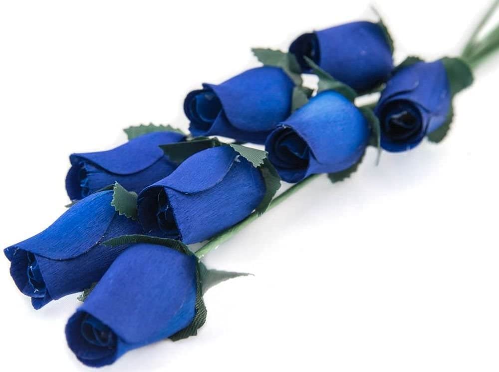Homestreet Rose in legno in molti colori – 8 steli singoli di bocciolo di rosa legati in un mazzo – Espositore di fiori piccoli di qualità (giallo