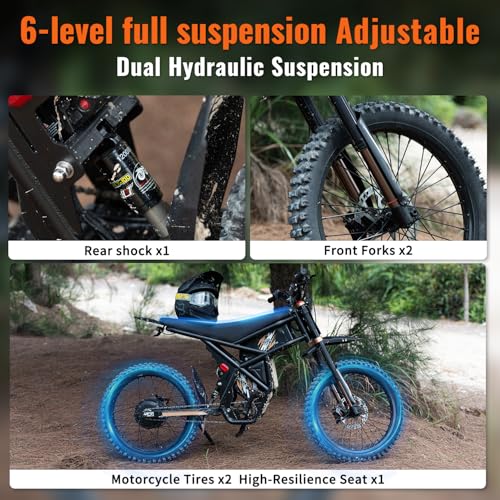 Image of Riding'times GT73 Pro Electric Dirt Bike for Adults Teens 3000W, Max 50 MPH & 85 Mile Long Range, 60V 36AH Dual Battery Ebike, Electric Dirtbike with 25 inch Motorcycle Tires, Dual Hydraulic Brakes