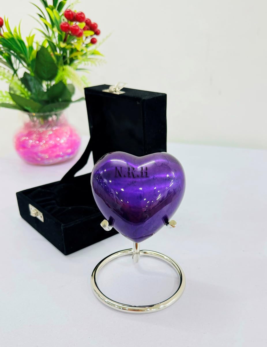 Nautical Replica Hub Small Keepsake Heart Cremation Urn For Human & Pet Ashes With New Improved Lid Mini Heart Memorial Urn With Box & Stand