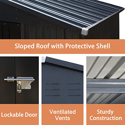 Veikou 10' X 10' Metal Storage Shed With Thickened Galvanized Steel, Lockable Door, Air Vents, Garden Tool Storage Shed For Outdoor Patio, Gray #TOP5