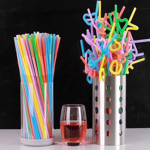 100 pitillos flexibles de plástico para fiesta miniatura 7