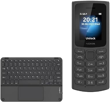BoxWave Keyboard Compatible with Nokia 105 4G 2023 - SlimKeys Bluetooth Keyboard with Trackpad, Portable Slim TouchPad - Jet Black