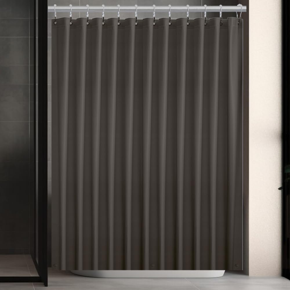 PEVA Shower Curtain Taupe 3G Lightweight, 72"x72" Bathroom Decor with 12 Reinforced Metal Grommets & 3 Magnets
