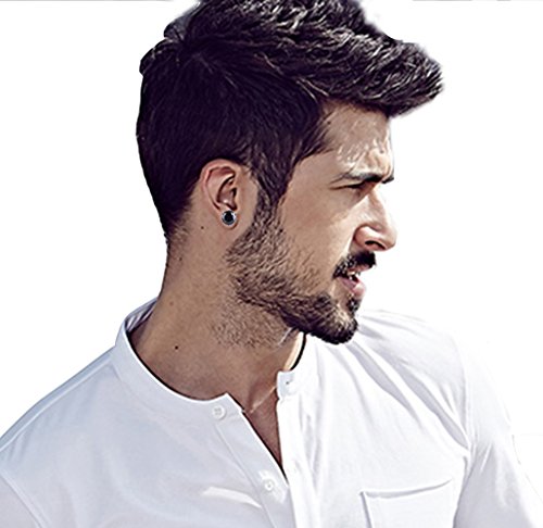 Joya Gift White Gold Plated Womens Mens Round Stud Earrings Black Clear Cubic Zirconia Inlaid, 8 Pairs 4Mm-8Mm #TOP5