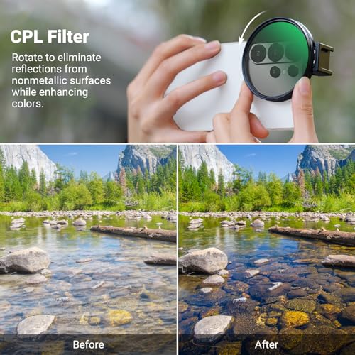 Image of NEEWER 67mm Phone CPL Filter with Cold Shoe Clip, HD Circular Polarizer Lens Filter Accessories with Adjustable Polarization, Compatible with Android Samsung S26 Ultra iPhone 17 Pro Max & More, FL-113