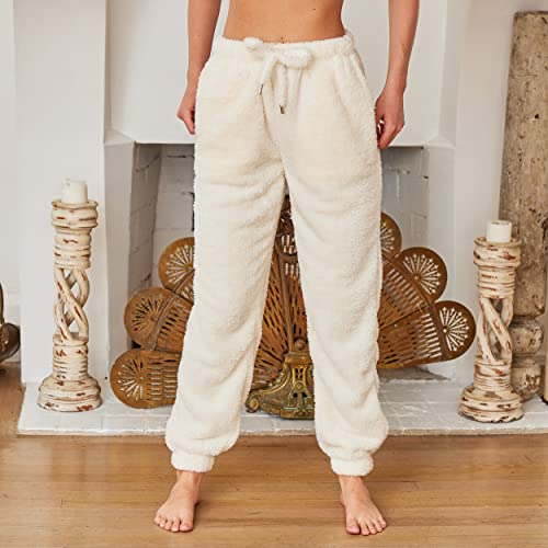 Alexander Del Rossa Women's Sherpa Fleece Joggers Sweatpants with Drawstring, Sleep Pants with Pockets4
