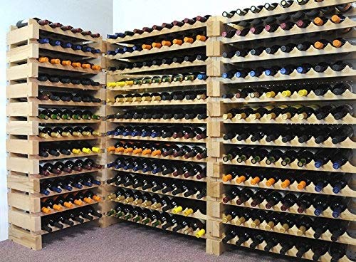 Modular Wine Rack Pine Wood 32-96 Bottle Capacity Storage 8 Bottles Across Up To 12 Rows Stackable Newest Improved Model (48 Bottles - 6 Rows) #TOP7
