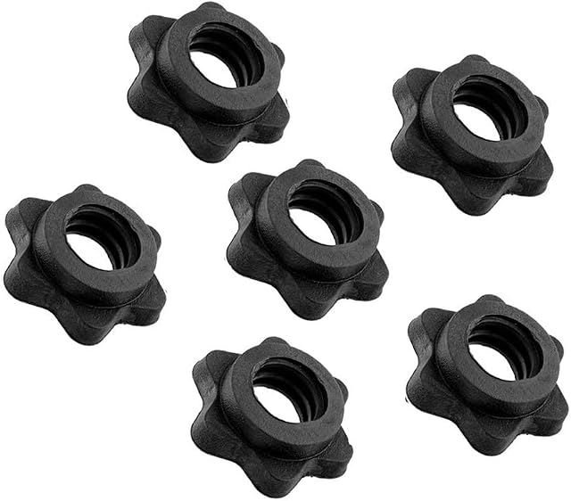 ALEMIN 6 PCS Vinyl Spinlock Collars for 1" Standard Barbells Bars Sports Anti-Slip Spin-Lock Collar Dumbbell Hex Nut Screw Clamps for Dumbell Weight Lifting Fitness Training