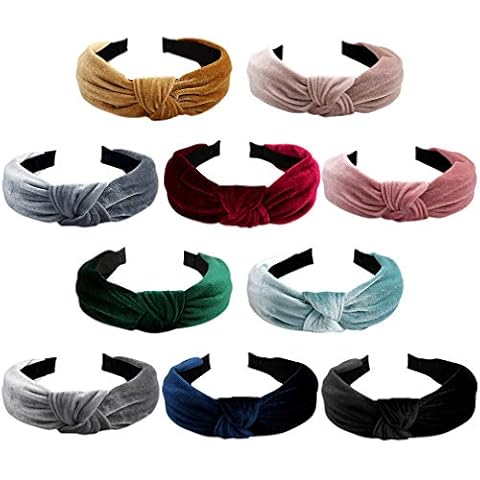 Jaciya Headbands for Women 10 Pack Velvet Knotted Turban Headband Wide Hairbands Girls Hair Accessories Diademas para Mujer Cover