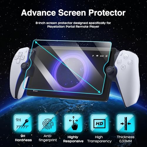 Image of New World 2 Pack TEMPERED GLASS Screen Protector for PlayStation Portal,8 inch, Anti-Scratch, 9H Hardness, Ultra HD, Anti-Fingerprint, Bubble-Free, Tempered Glass for for PS5 Portal Handheld Console