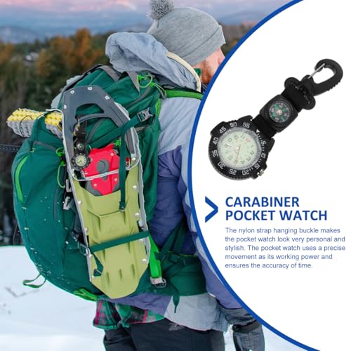 Reloj de bolsillo con brújula y mosquetón para camping miniatura 5