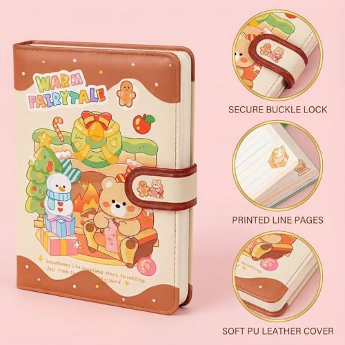 Image of FunBlast Diary for Girls - Christmas Kawaii Diary for Kids, Journal Diaries for Girls, Notepad for Students Stationary Items, Birthday Gifts (98 Sheets) (Brown)