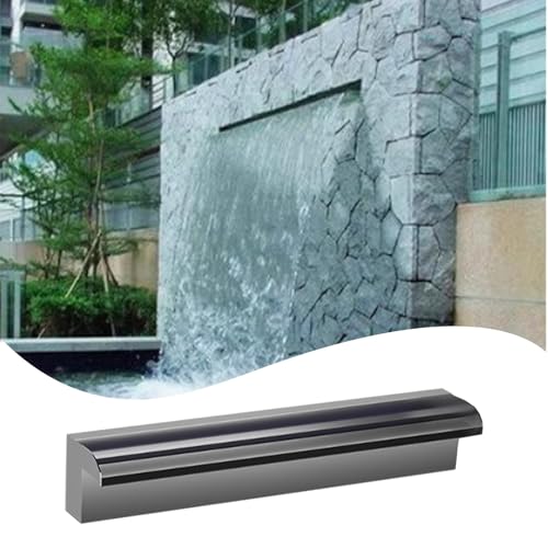 Cajón de Cascada Exterior - Cajón de Cascada de Acero Inoxidable Resistente para Estanque de jardín Trasero, Fuente de Agua Personalizable, Salida de Cascada - Sin luz LED, (Boquilla cepilla