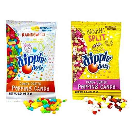 Dippin Dots Popping Candy 100 Count – Easter Candy Bulk, Easter Treats, Easter Candy Eggs - Banana Split and Rainbow Ice Flavors – Small Candy Packs for Party Favors, Candy Variety Pack, Candy Handouts, Party Candy for Kids, Pinata Candy, Birthday Treats For Kids, Candy For Classroom