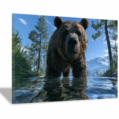 Peinture grizzli pour salle de jeux et grand salon chaleureux au style chalet