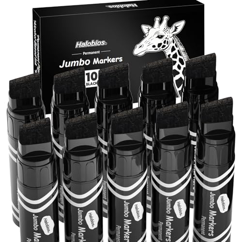 Image of joibabe 10 Pack Black Jumbo Permanent Markers, Wide Chisel Tip Heavy Duty Craft & Industrial Marker