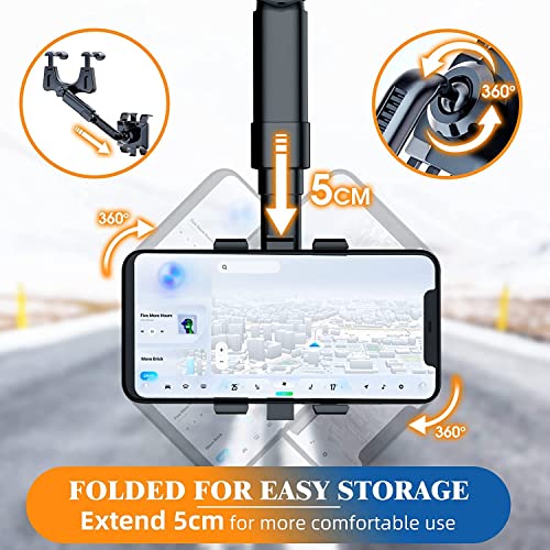 Image of HUMBLE Multipurpose Car Phone Holder That Rotates and Retracts 360 Degrees (Upgraded) Rear-View Mirror Universal Phone Mount Support All Smartphone Models-Black
