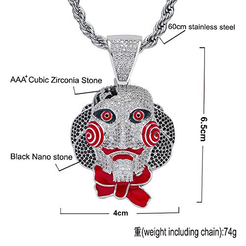 Union Power Men's Necklaces Hip-Hop Pendant, Chainsaw Cry Pendant Necklace Halloween Cosplay (Silver)