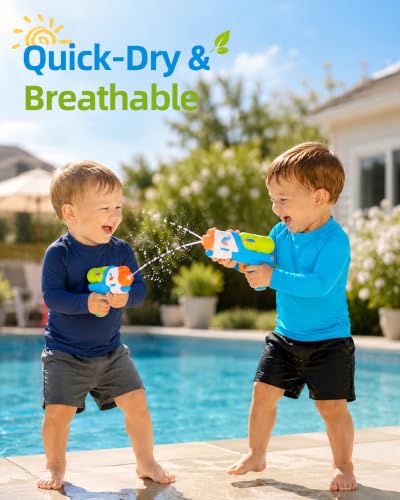 Image of 6M-5T 3-Pack Baby Toddler Rash Guard Swim Shirts UPF 50+ Boys Girls