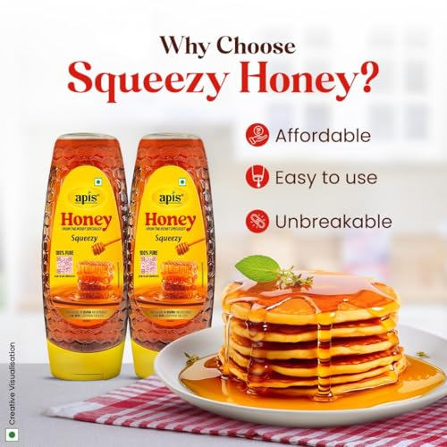 Image of Apis Multi-flora Honey Squeezy Pack 800g (400gx2, Pack of 2), Pure No Added Sugar or Adulteration | Fitness & Health | Natural Immunity Booster | Rich in Antioxidants