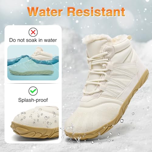 Image of Womens Mens Barefoot Boots Shoes Minimalist Winter Snow Boots Warm Ankle Booties Zero Drop Sole Wide Toe Box Slip on Sneakers